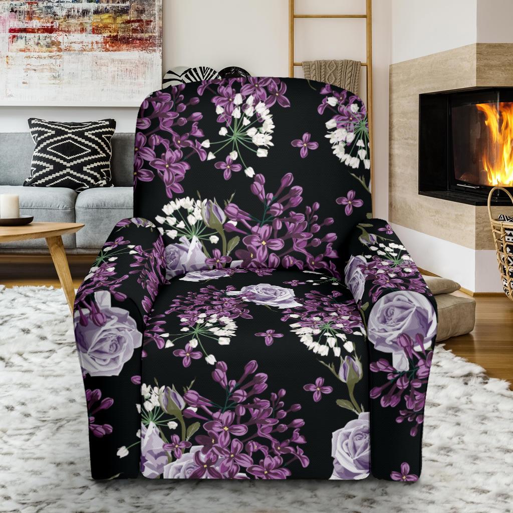 Lilac Pattern Print Design LI04 Recliner Slipcover-JORJUNE.COM