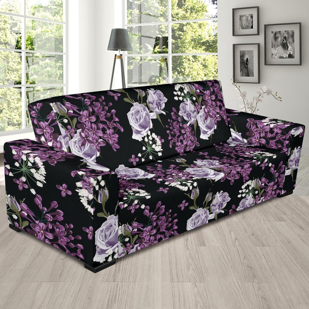 Lilac Pattern Print Design LI04 Sofa Slipcover-JORJUNE.COM