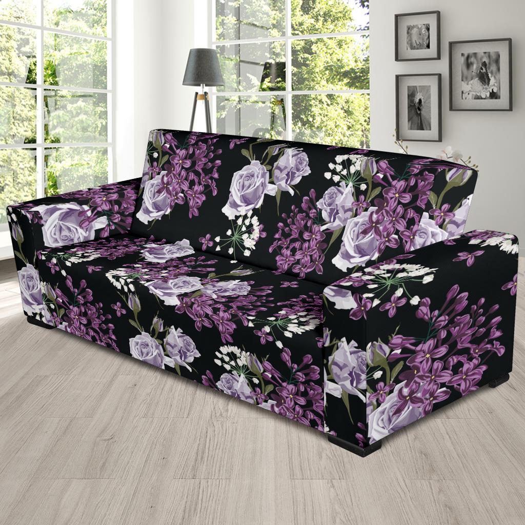 Lilac Pattern Print Design LI04 Sofa Slipcover-JORJUNE.COM