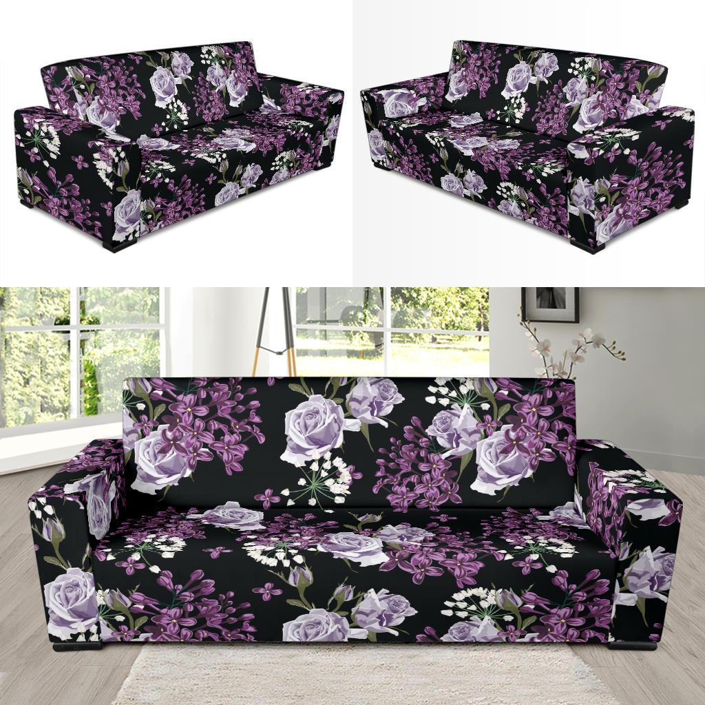 Lilac Pattern Print Design LI04 Sofa Slipcover-JORJUNE.COM