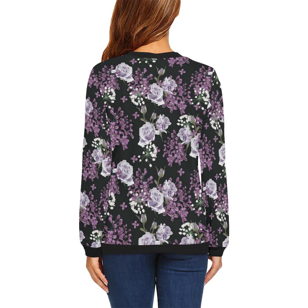 Lilac Pattern Print Design LI04 Women Long Sleeve Sweatshirt-JorJune