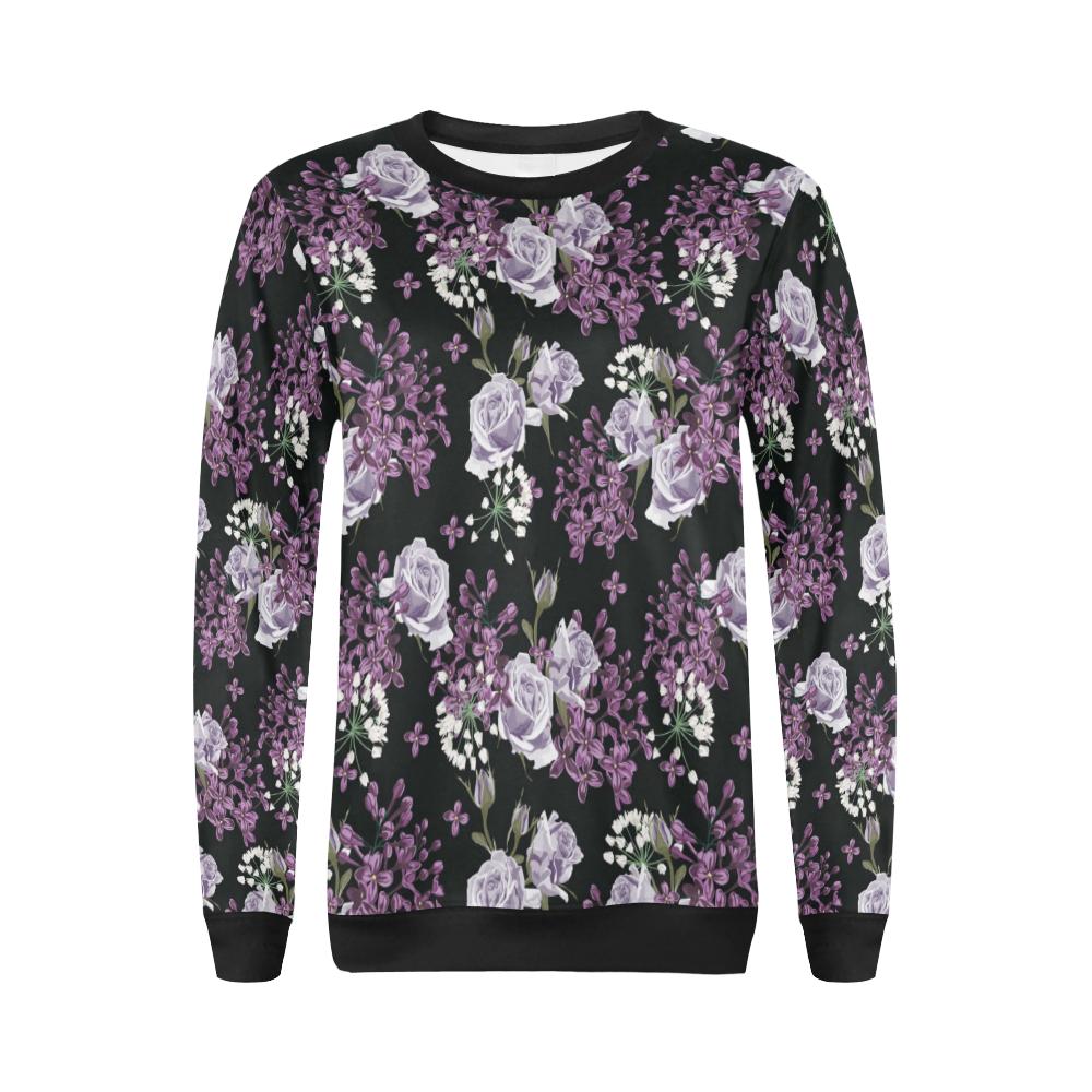Lilac Pattern Print Design LI04 Women Long Sleeve Sweatshirt-JorJune