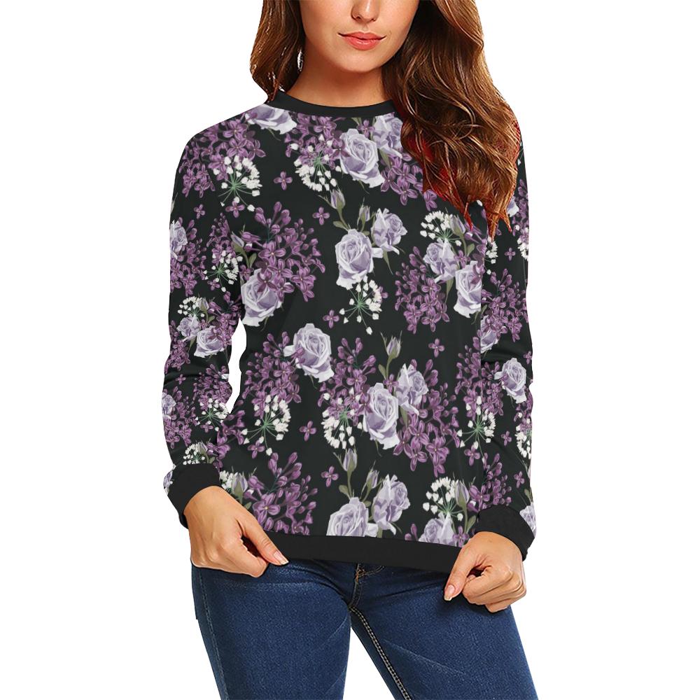 Lilac Pattern Print Design LI04 Women Long Sleeve Sweatshirt-JorJune