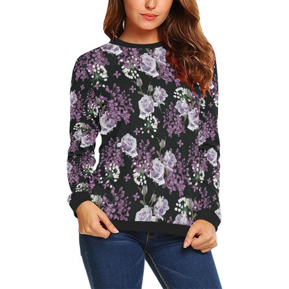 Lilac Pattern Print Design LI04 Women Long Sleeve Sweatshirt-JorJune
