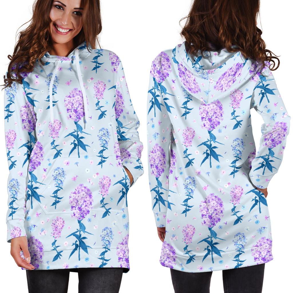 Lilac Pattern Print Design LI05 Women Hoodie Dress