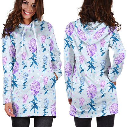Lilac Pattern Print Design LI05 Women Hoodie Dress