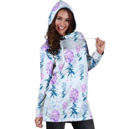 Lilac Pattern Print Design LI05 Women Hoodie Dress