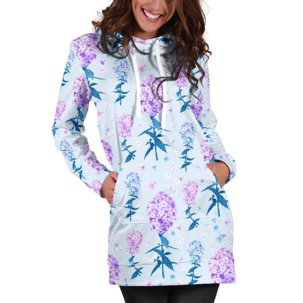 Lilac Pattern Print Design LI05 Women Hoodie Dress