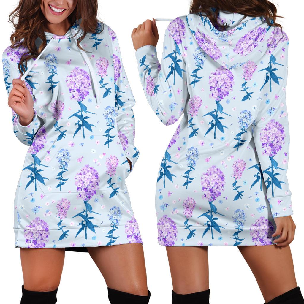 Lilac Pattern Print Design LI05 Women Hoodie Dress