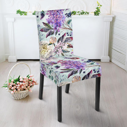 Lilac Pattern Print Design LI06 Dining Chair Slipcover-JORJUNE.COM