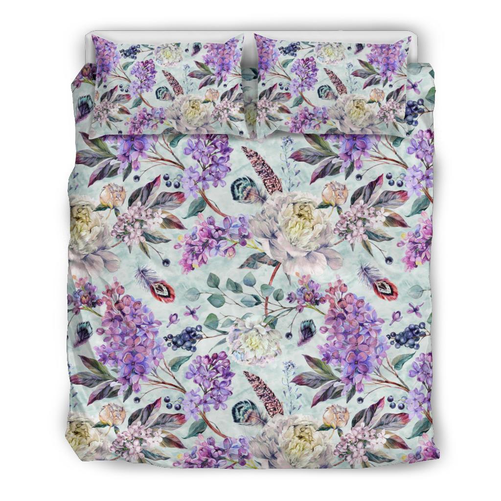 Lilac Pattern Print Design LI06 Duvet Cover Bedding Set-JORJUNE.COM