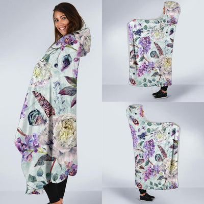 Lilac Pattern Print Design LI06 Hooded Blanket-JORJUNE.COM