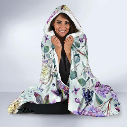 Lilac Pattern Print Design LI06 Hooded Blanket-JORJUNE.COM