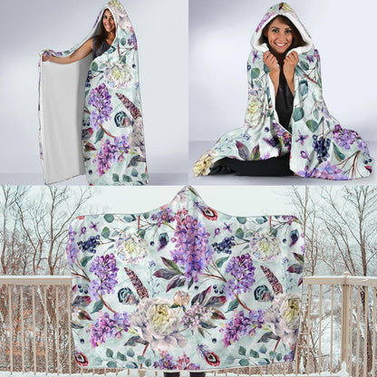 Lilac Pattern Print Design LI06 Hooded Blanket-JORJUNE.COM