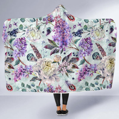 Lilac Pattern Print Design LI06 Hooded Blanket-JORJUNE.COM