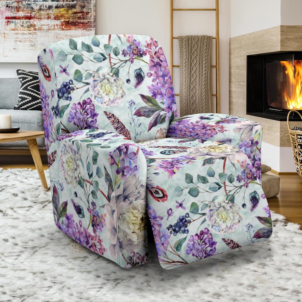 Lilac Pattern Print Design LI06 Recliner Slipcover-JORJUNE.COM