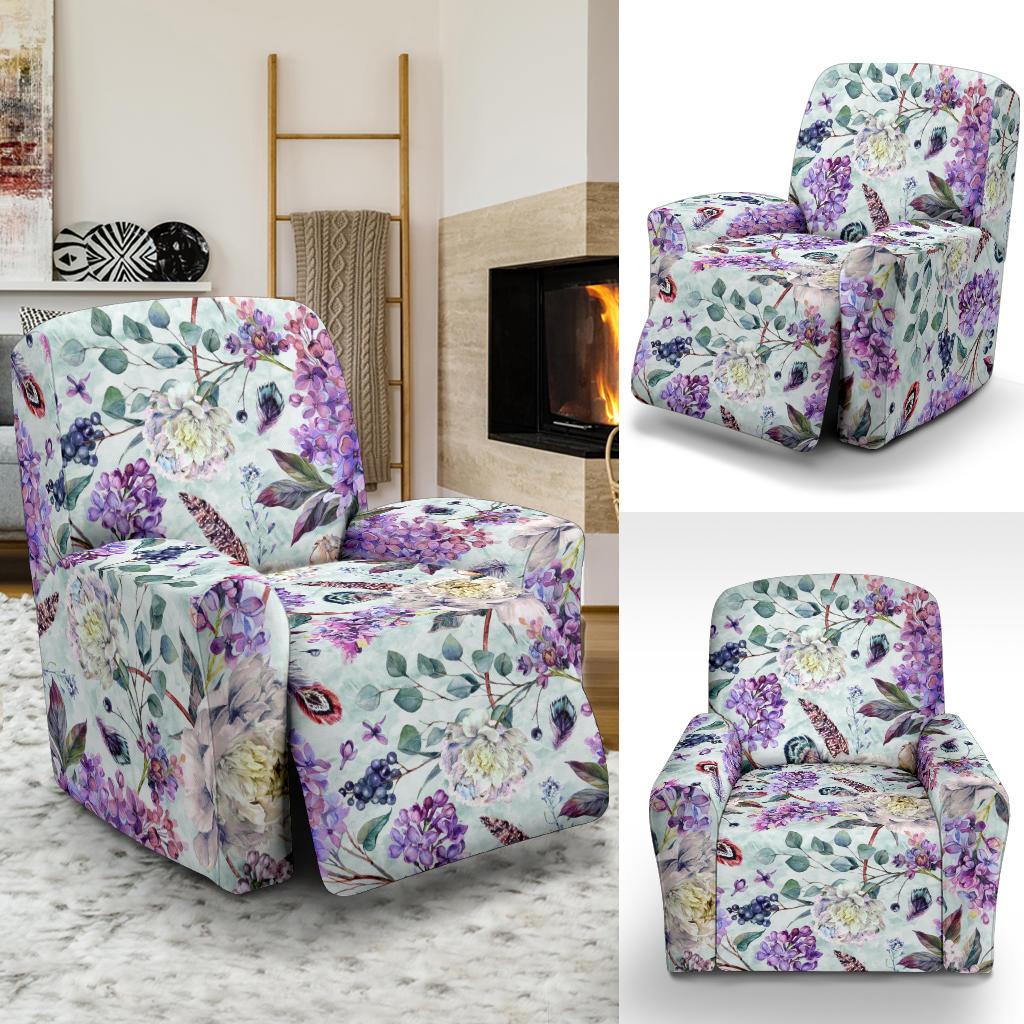 Lilac Pattern Print Design LI06 Recliner Slipcover-JORJUNE.COM