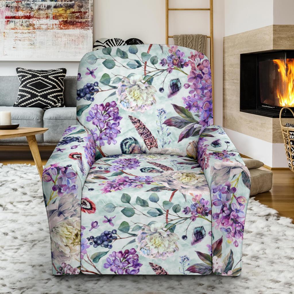 Lilac Pattern Print Design LI06 Recliner Slipcover-JORJUNE.COM