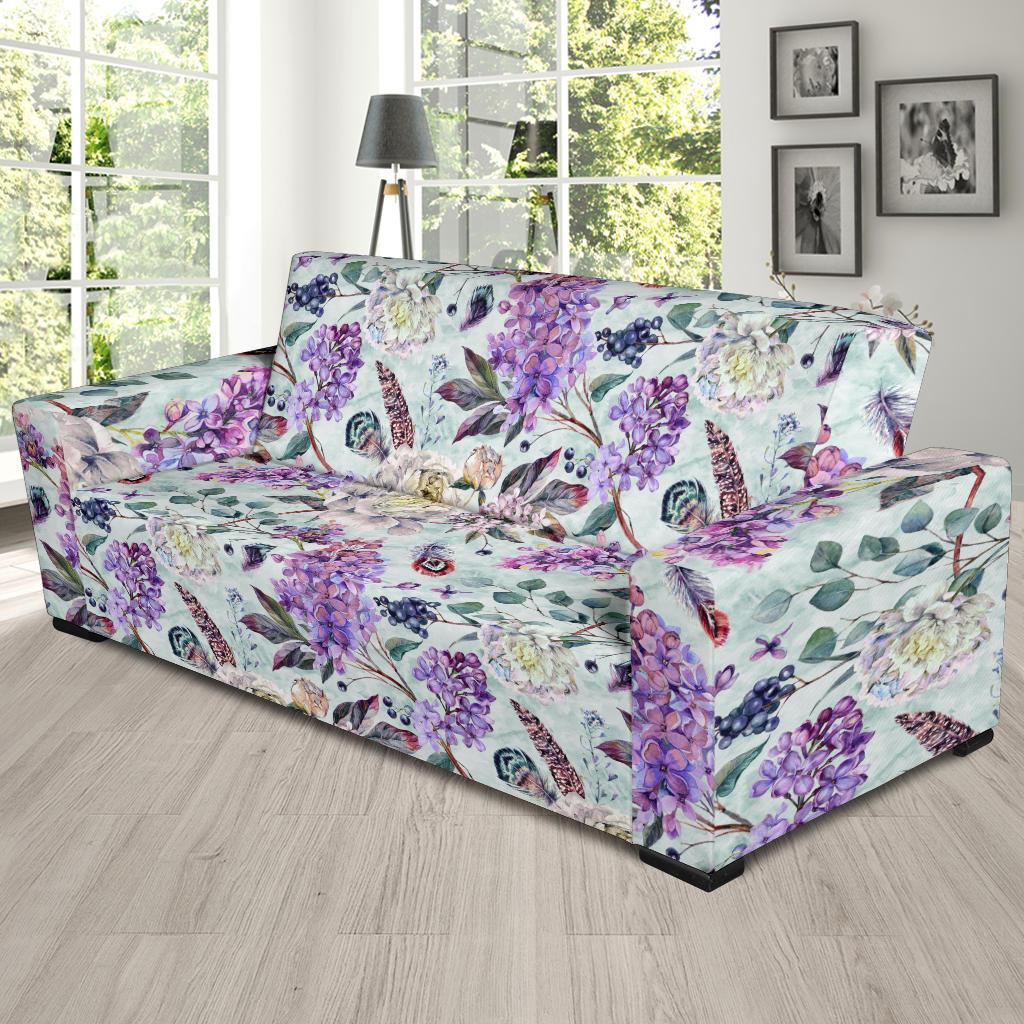Lilac Pattern Print Design LI06 Sofa Slipcover-JORJUNE.COM