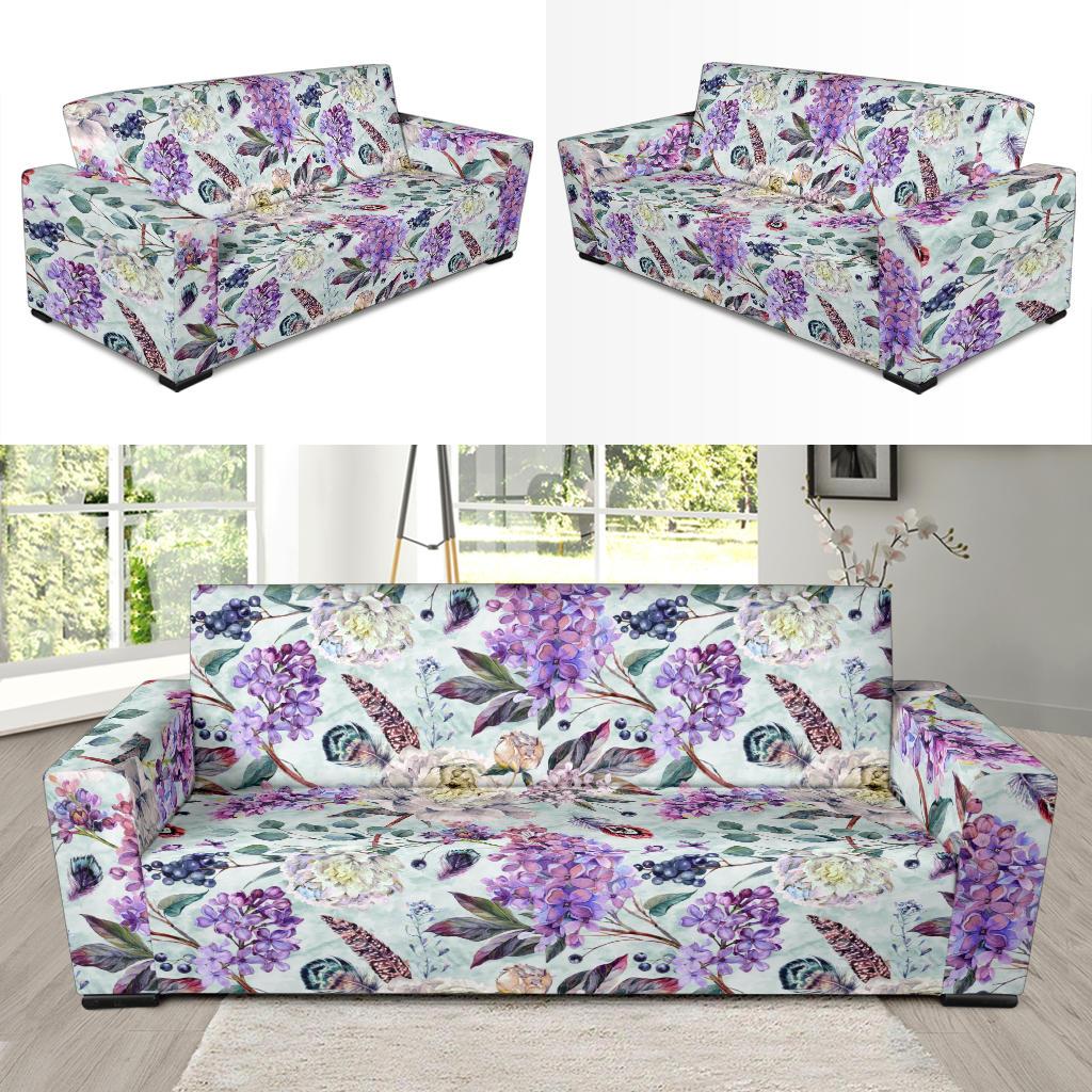 Lilac Pattern Print Design LI06 Sofa Slipcover-JORJUNE.COM