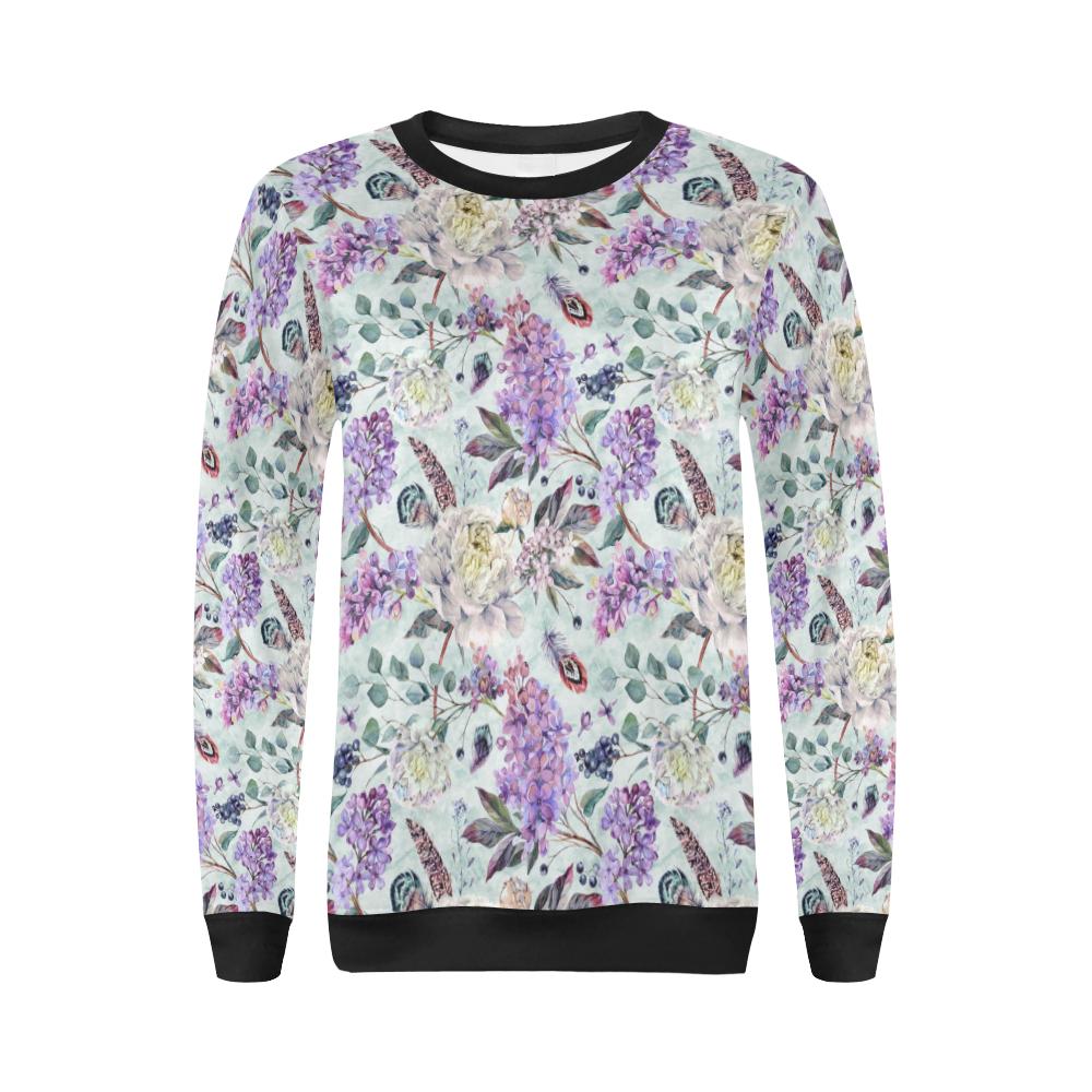 Lilac Pattern Print Design LI06 Women Long Sleeve Sweatshirt-JorJune