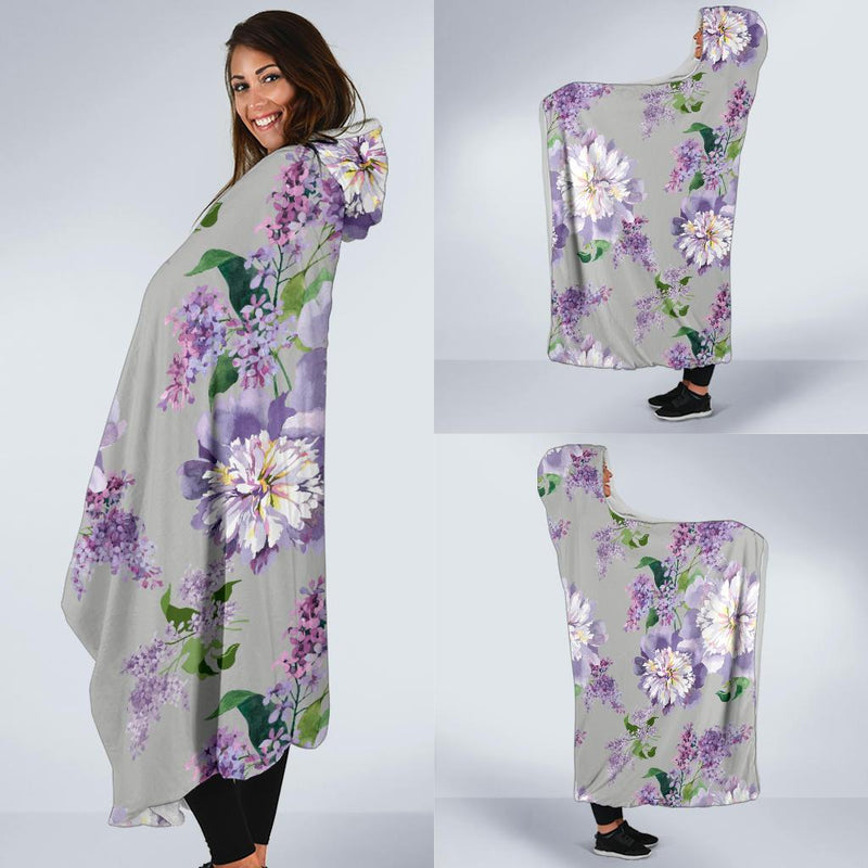 Lilac Pattern Print Design LI07 Hooded Blanket-JORJUNE.COM