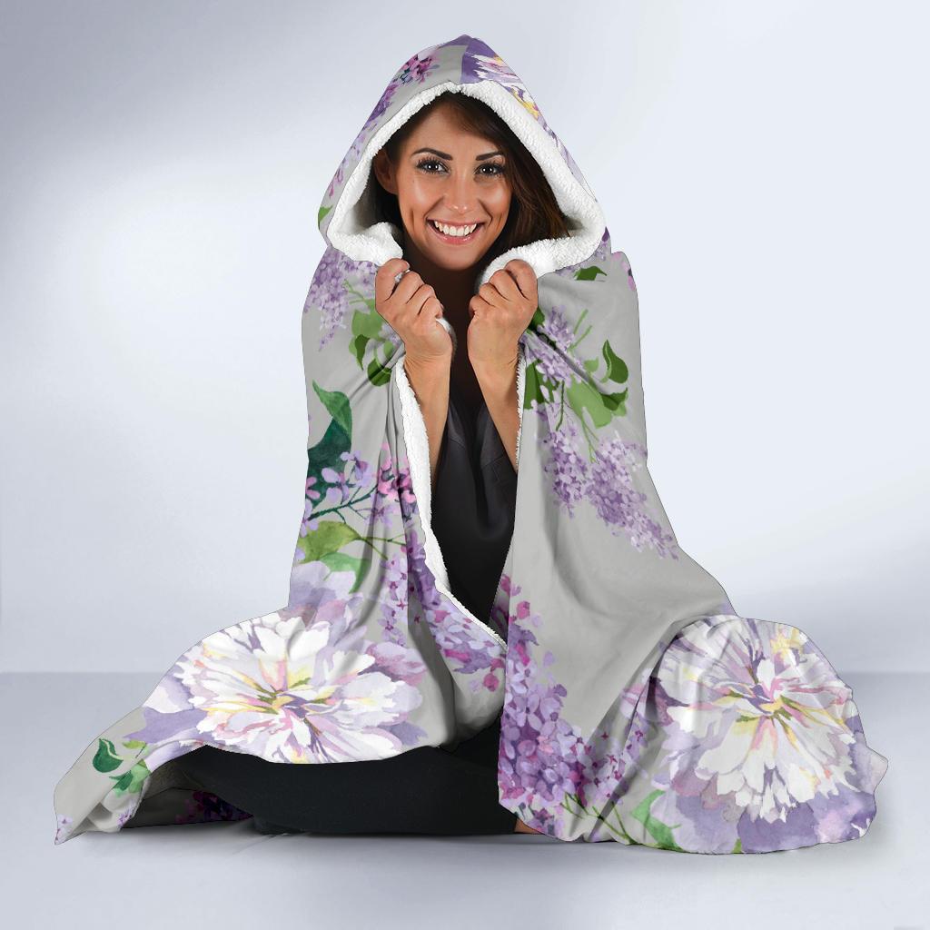 Lilac Pattern Print Design LI07 Hooded Blanket-JORJUNE.COM