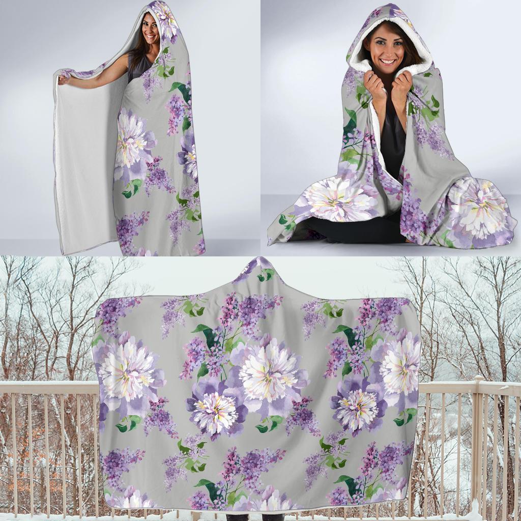 Lilac Pattern Print Design LI07 Hooded Blanket-JORJUNE.COM