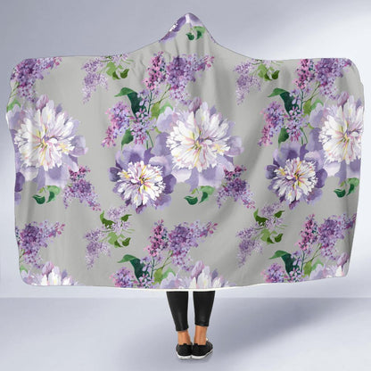 Lilac Pattern Print Design LI07 Hooded Blanket-JORJUNE.COM