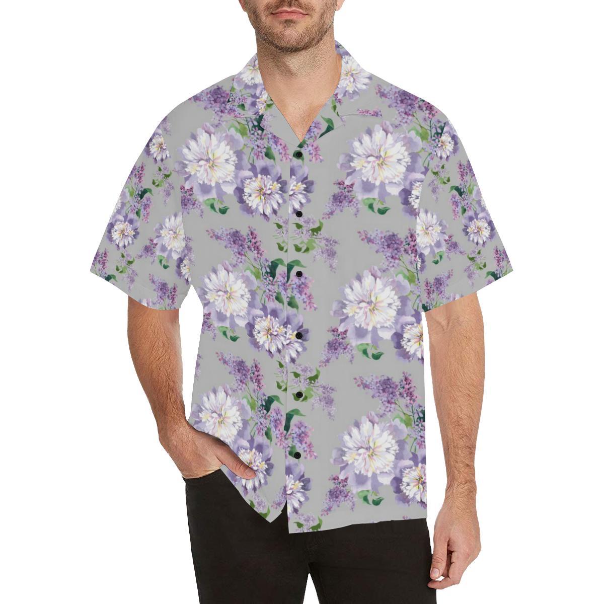 Lilac Pattern Print Design LI07 Men Hawaiian Shirt-JorJune