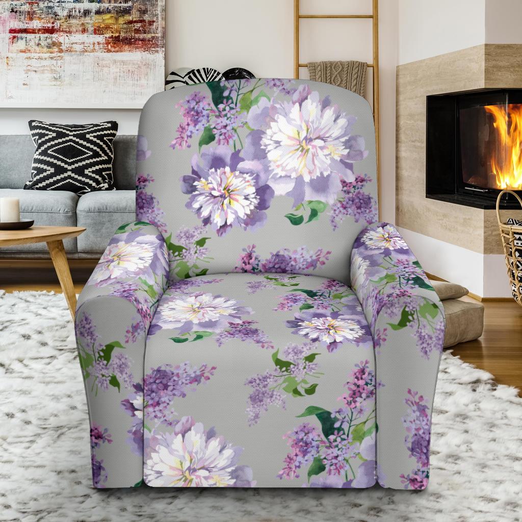 Lilac Pattern Print Design LI07 Recliner Slipcover-JORJUNE.COM