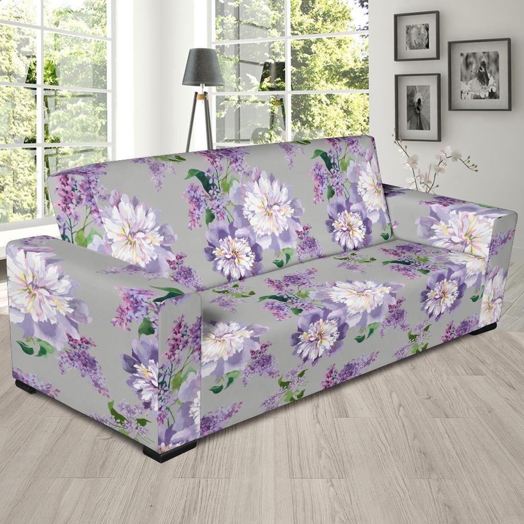 Lilac Pattern Print Design LI07 Sofa Slipcover-JORJUNE.COM