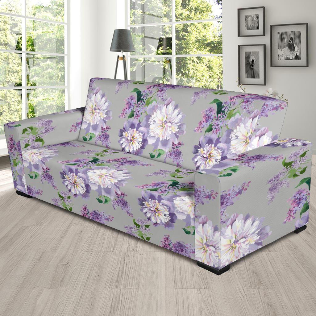 Lilac Pattern Print Design LI07 Sofa Slipcover-JORJUNE.COM