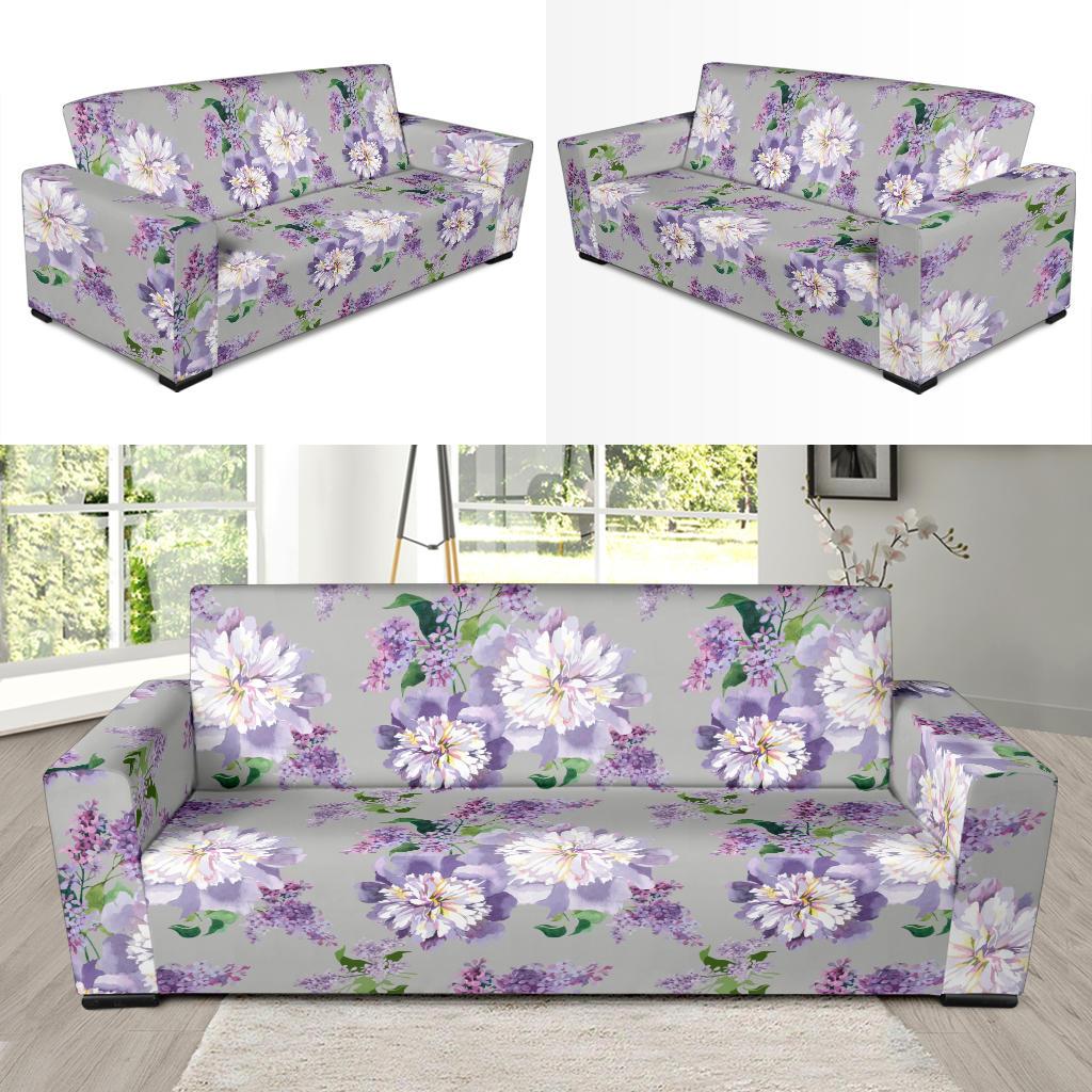 Lilac Pattern Print Design LI07 Sofa Slipcover-JORJUNE.COM