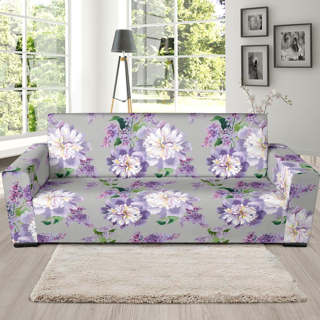 Lilac Pattern Print Design LI07 Sofa Slipcover-JORJUNE.COM