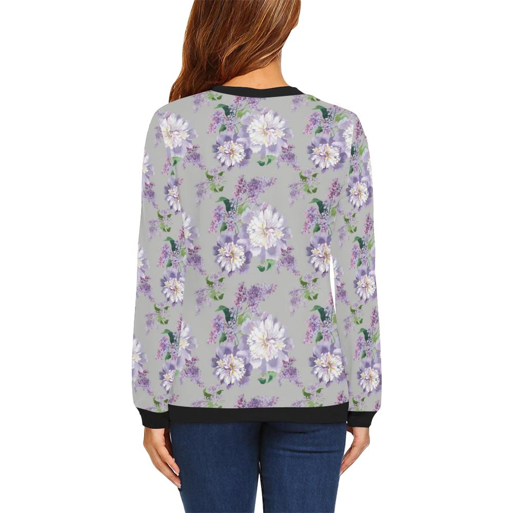 Lilac Pattern Print Design LI07 Women Long Sleeve Sweatshirt-JorJune