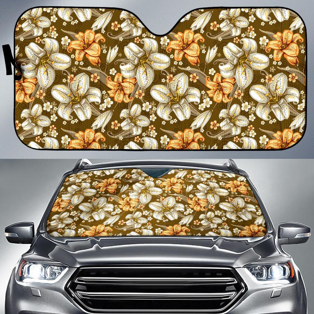Lily Pattern Print Design 01 Car Sun Shades-JORJUNE.COM