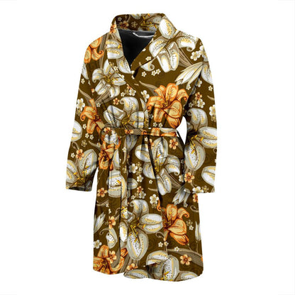 Lily Pattern Print Design 01 Men Bathrobe-JORJUNE.COM