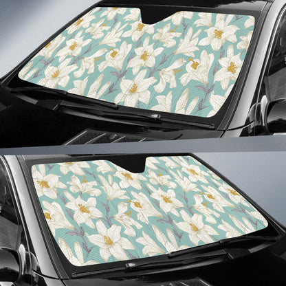 Lily Pattern Print Design 02 Car Sun Shades-JORJUNE.COM