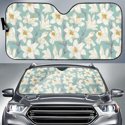 Lily Pattern Print Design 02 Car Sun Shades-JORJUNE.COM