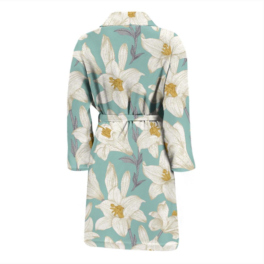 Lily Pattern Print Design 02 Men Bathrobe-JORJUNE.COM