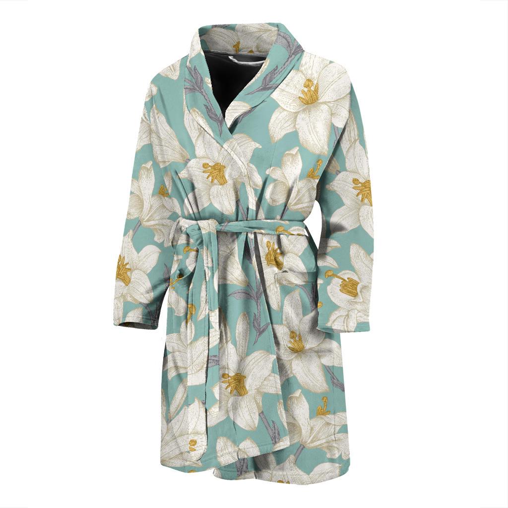 Lily Pattern Print Design 02 Men Bathrobe-JORJUNE.COM