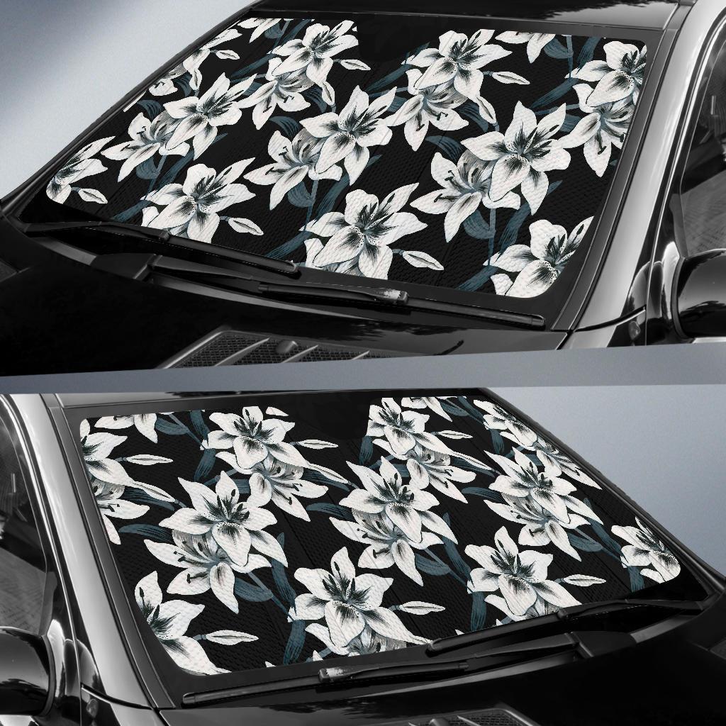 Lily Pattern Print Design 03 Car Sun Shades-JORJUNE.COM