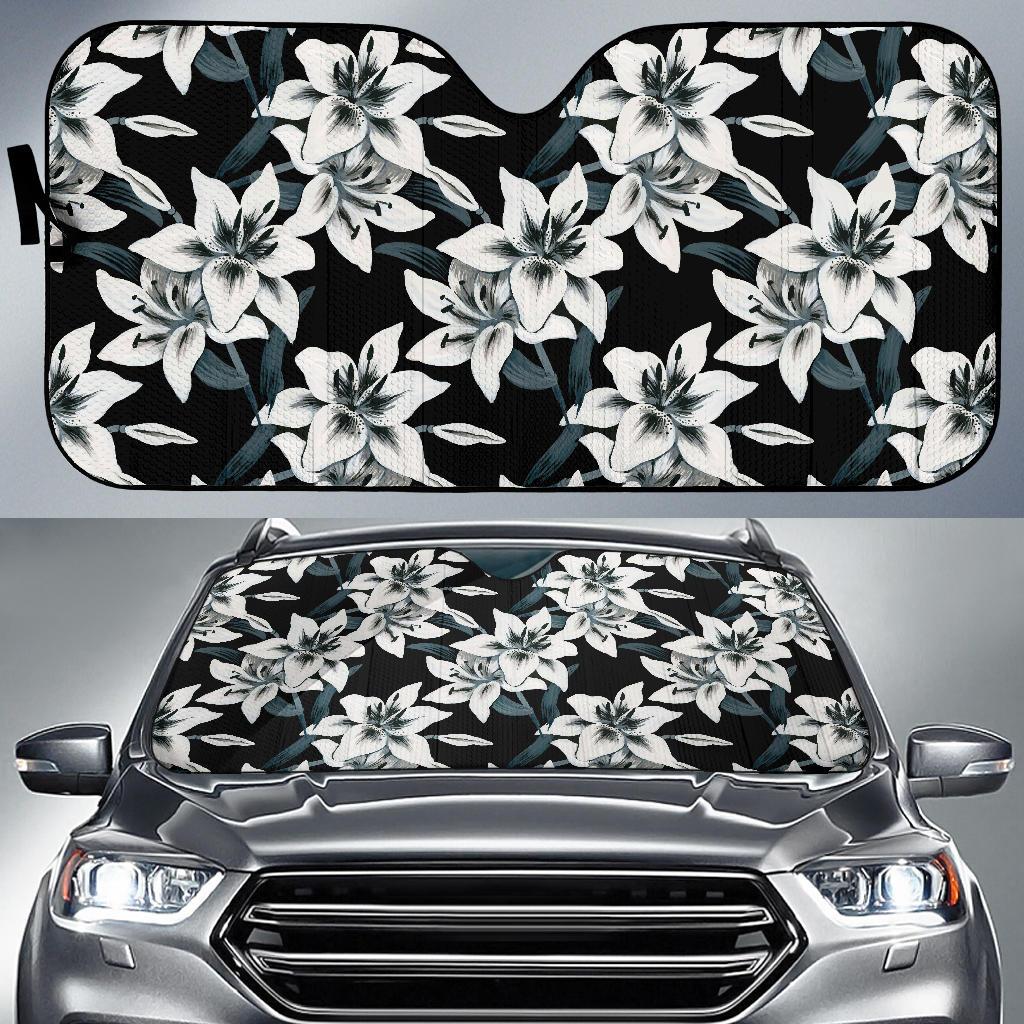 Lily Pattern Print Design 03 Car Sun Shades-JORJUNE.COM