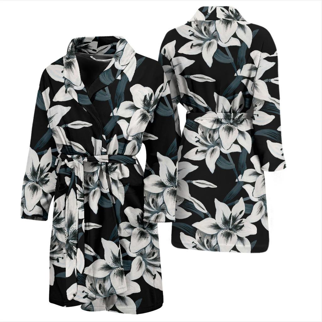 Lily Pattern Print Design 03 Men Bathrobe-JORJUNE.COM