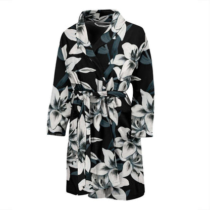Lily Pattern Print Design 03 Men Bathrobe-JORJUNE.COM