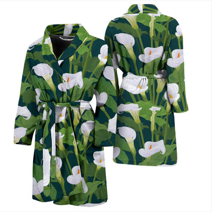 Lily Pattern Print Design 04 Men Bathrobe-JORJUNE.COM