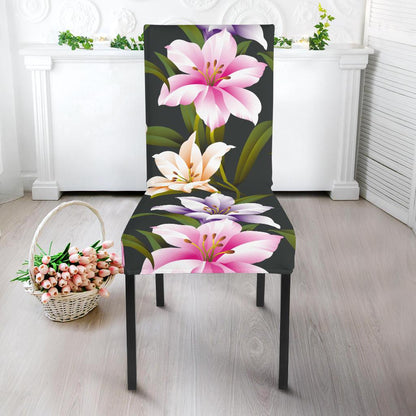 Lily Pattern Print Design LY01 Dining Chair Slipcover-JORJUNE.COM