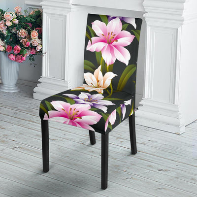 Lily Pattern Print Design LY01 Dining Chair Slipcover-JORJUNE.COM