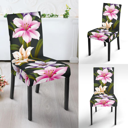 Lily Pattern Print Design LY01 Dining Chair Slipcover-JORJUNE.COM